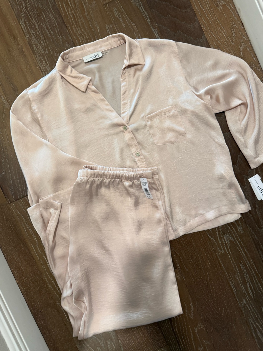 Natori Blush Pink Silky Feel Look Pajama Set - Long Sleeve Top and  Pants